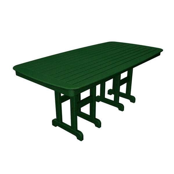 POLYWOOD Nautical 37 in. x 72 in. Green Plastic Outdoor Patio Dining Table