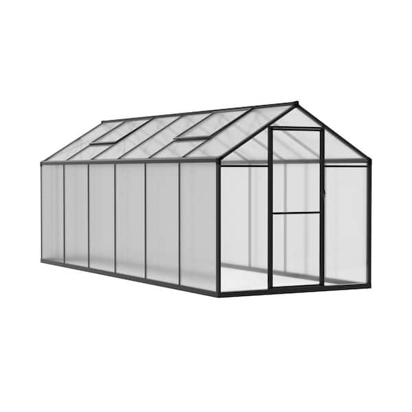 VEIKOUS 6 ft. W x 12 ft. D Polycarbonate Walk-in Greenhouse for Outdoors with 2-Adjustable Roof Vents, Gray