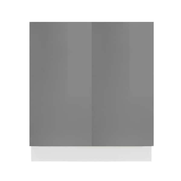 LIFEART CABINETRY Valencia Assembled 27 in. W x 24 in. D x 34.5 in. H in Gloss Gray Plywood Assembled Full-Height Base Kitchen Cabinet