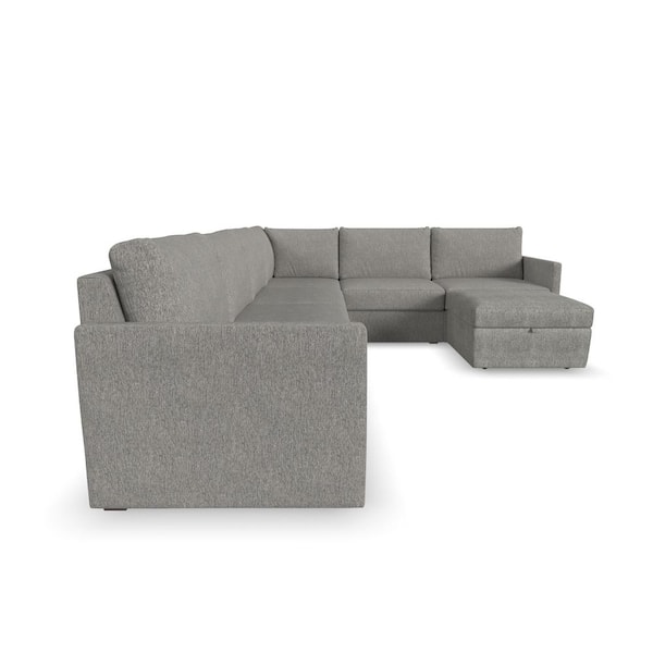 Flex 133 in. Straight Arm 6-Piece Polyester Modular Sectional Sofa in Pebble Dark Gray with Removable Covers