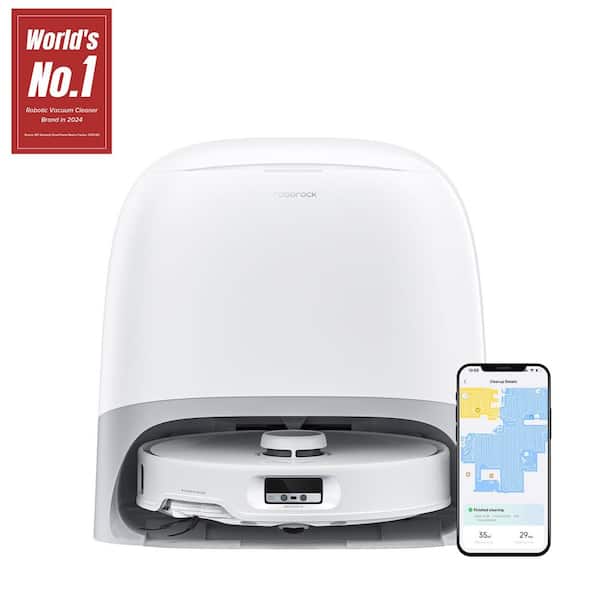 Q Revo Curv 17.7 in Robotic Vacuum and Mop with Smart Navigation, Self-Emptying, Self-Drying, Multi-surface in White