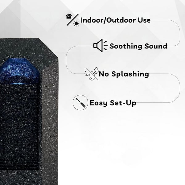 23.3 in H. Electric Resin Waterfall Fountain with Lighted LED, Black