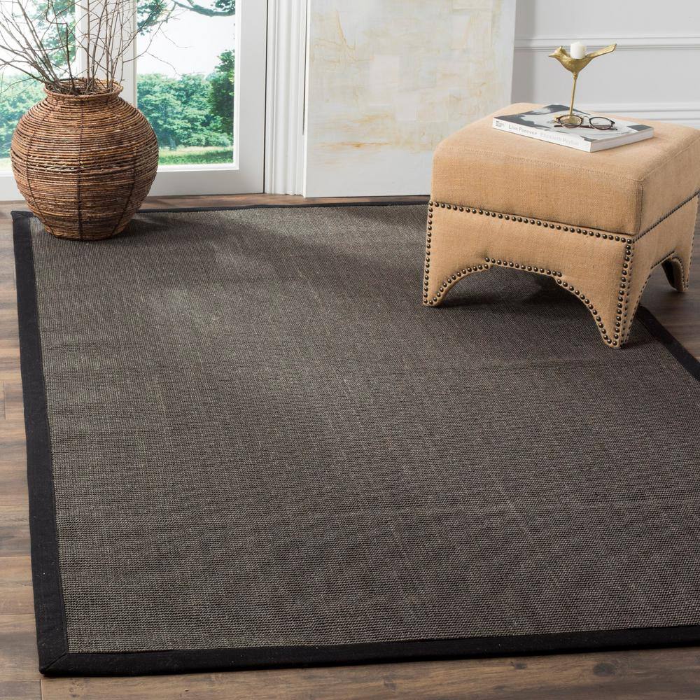 Charcoal and Black Hand-Knotted Wool Area Rug, 3' x 5'