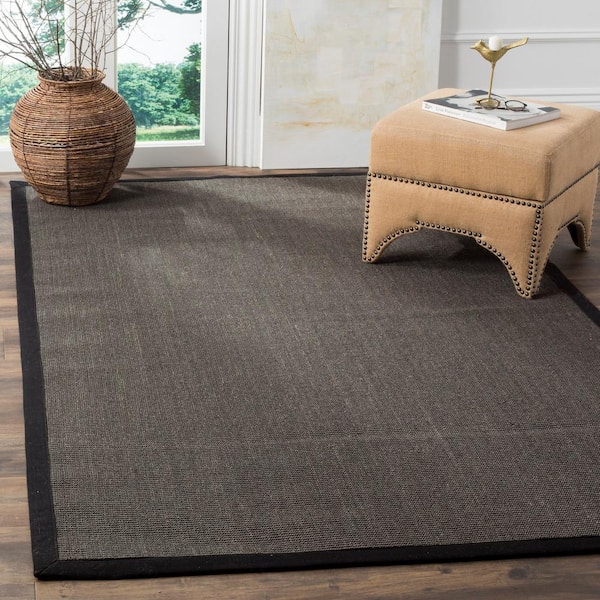 Natural Fiber Charcoal 6 ft. x 9 ft. Border Area Rug