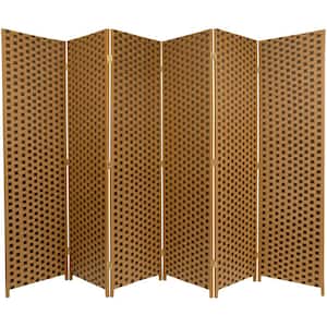 6 ft. Brown 2-Tone Woven Fiber 6-Panel Room Divider