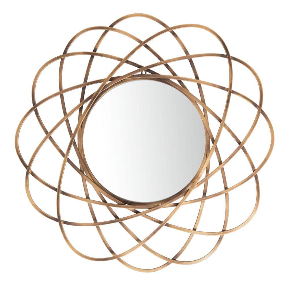 Sinisa 32'' Cosmic Waves Round Mirror in Radiant Gold