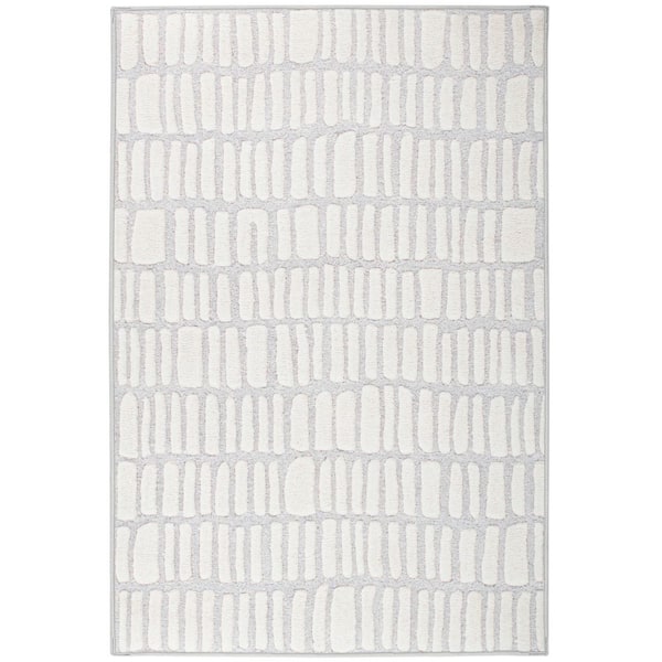 DASH & ALBERT Roark Machine Washable Ivory 2.6 ft. x 8 ft. Indoor Area Rug