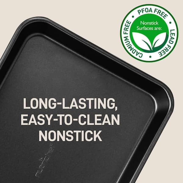 NutriChef 2-Pc. Nonstick Cookie Sheet Baking Pan - Professional Quality  Kitchen Cooking Non-Stick Bake Trays with Black Coating NC2TRBL - The Home  Depot