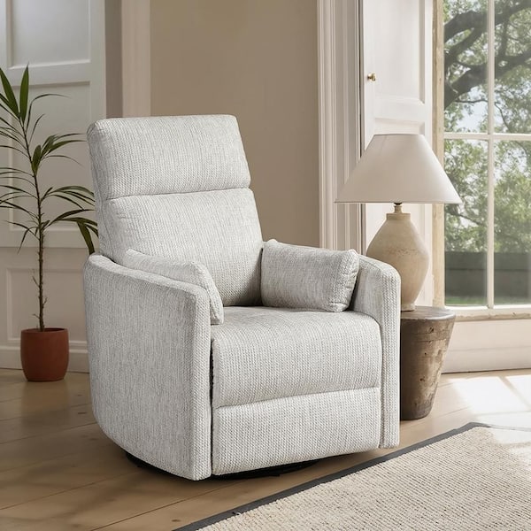 Beane Beige Microfiber Manual Swivel Glider Recliner
