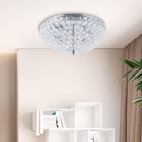 12 in. 2-Light Chrome Crystal Flush Mount