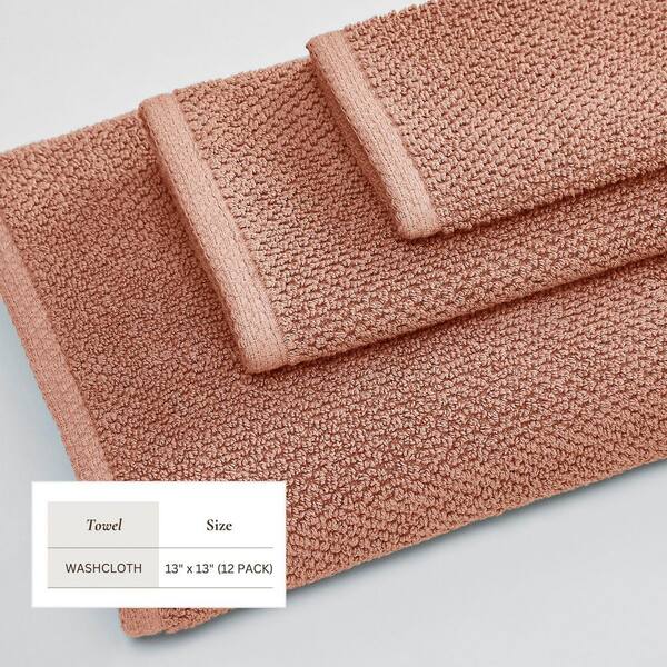 FRESHFOLDS Dusty Rose 12-Pack Cotton Quick-Dry Washcloth Set