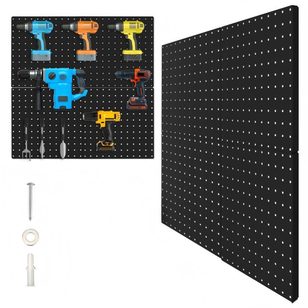 Rust-Resistant 0.25 in. W x 12 in. H x 12 in. D Metal Square Shelf in Black Powder Coat Finish, Pegboards Wall Organizer price history on PriceWatchPro