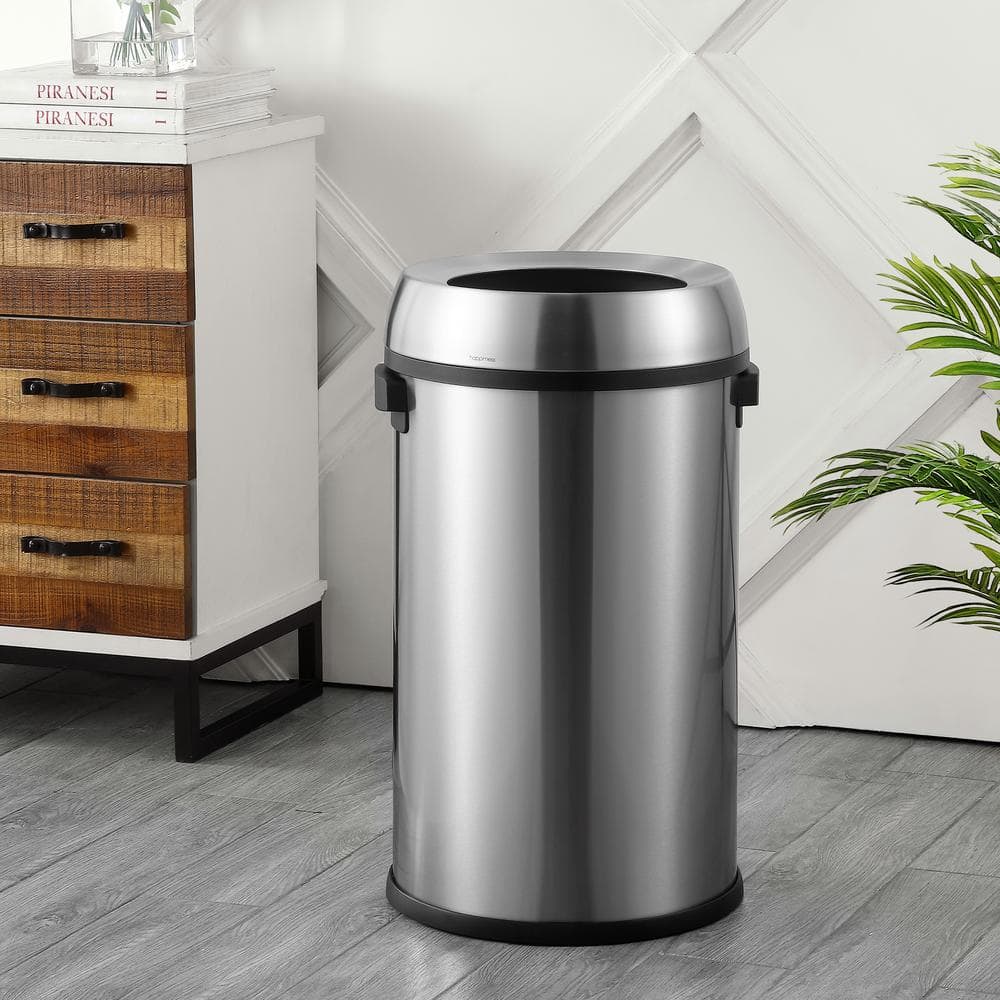 17.2-Gallon Stainless Steel Open-Top Trash Can