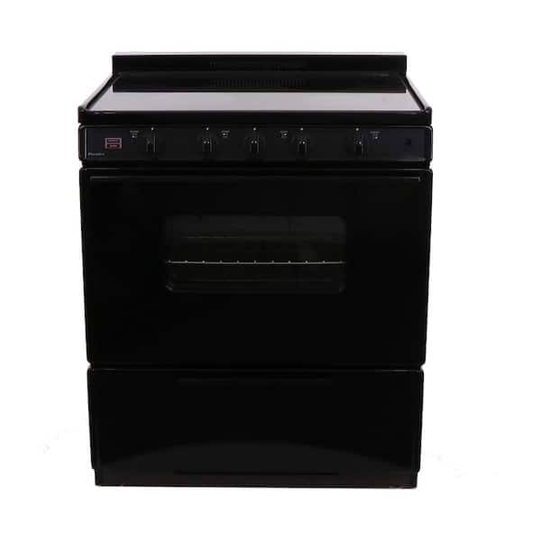 30 in. 3.91 cu. ft. 4-Burner Smooth Top Electric Range in Black Power Cord Sold Separately