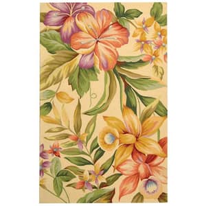 Chelsea Ivory 5 ft. x 8 ft. Solid Floral Area Rug