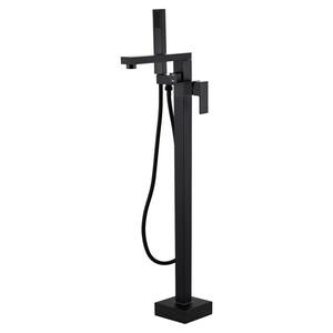 Single-Handle Freestanding Tub Faucet with Hand Shower Head in Matte Black