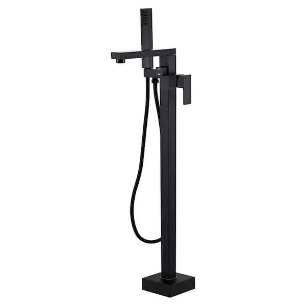 Satico Single-Handle Freestanding Tub Faucet with Hand Shower Head in Matte Black