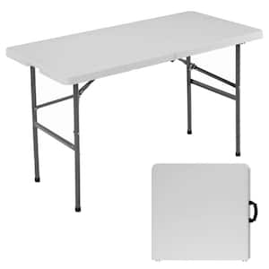 4 ft. Folding Table Outdoor Indoor Heavy Duty Portable Table with Carrying Handle for Camping Picnic Party