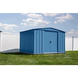 Classic 10 ft. W x 8 ft. D Blue Grey Steel Storage Shed