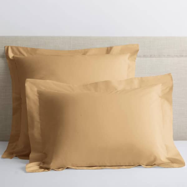 The Company Store Company Cotton Butterscotch Solid 300-Thread Count Cotton Percale Standard Sham