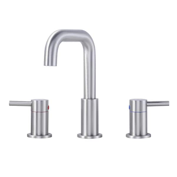 ARCORA 8 in. Widespread Double Handle High-Arc Bathroom Faucet with Pop-up Drain in Brushed Nickel