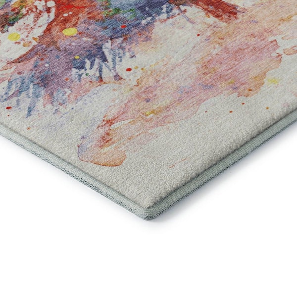 Mayfield Premium Machine Washable Abstract AMF1809 Ivory 2 ft. x 3 ft. Area Rug
