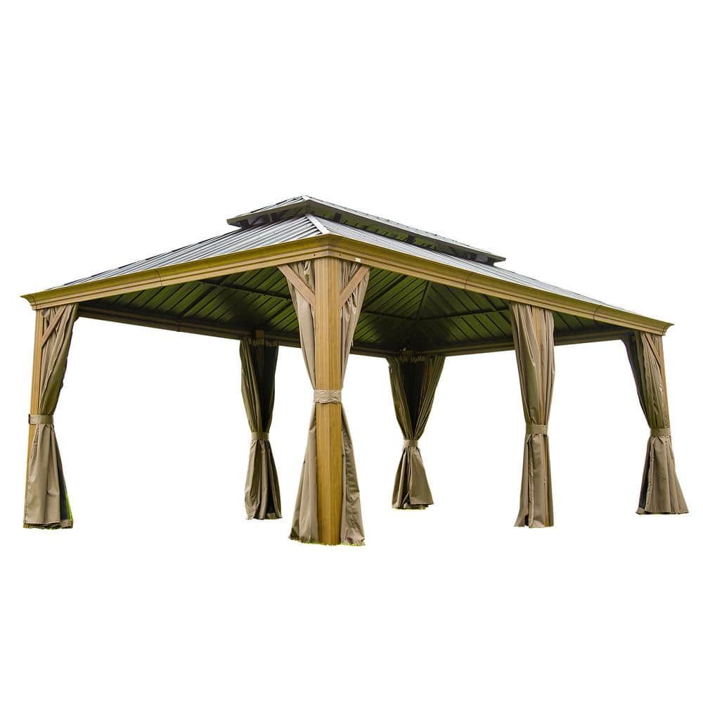 14 ft. x 20 ft. Aluminum Hardtop Gazebo with Galvanized Steel Double Roof Netting Curtains price history on PriceWatchPro