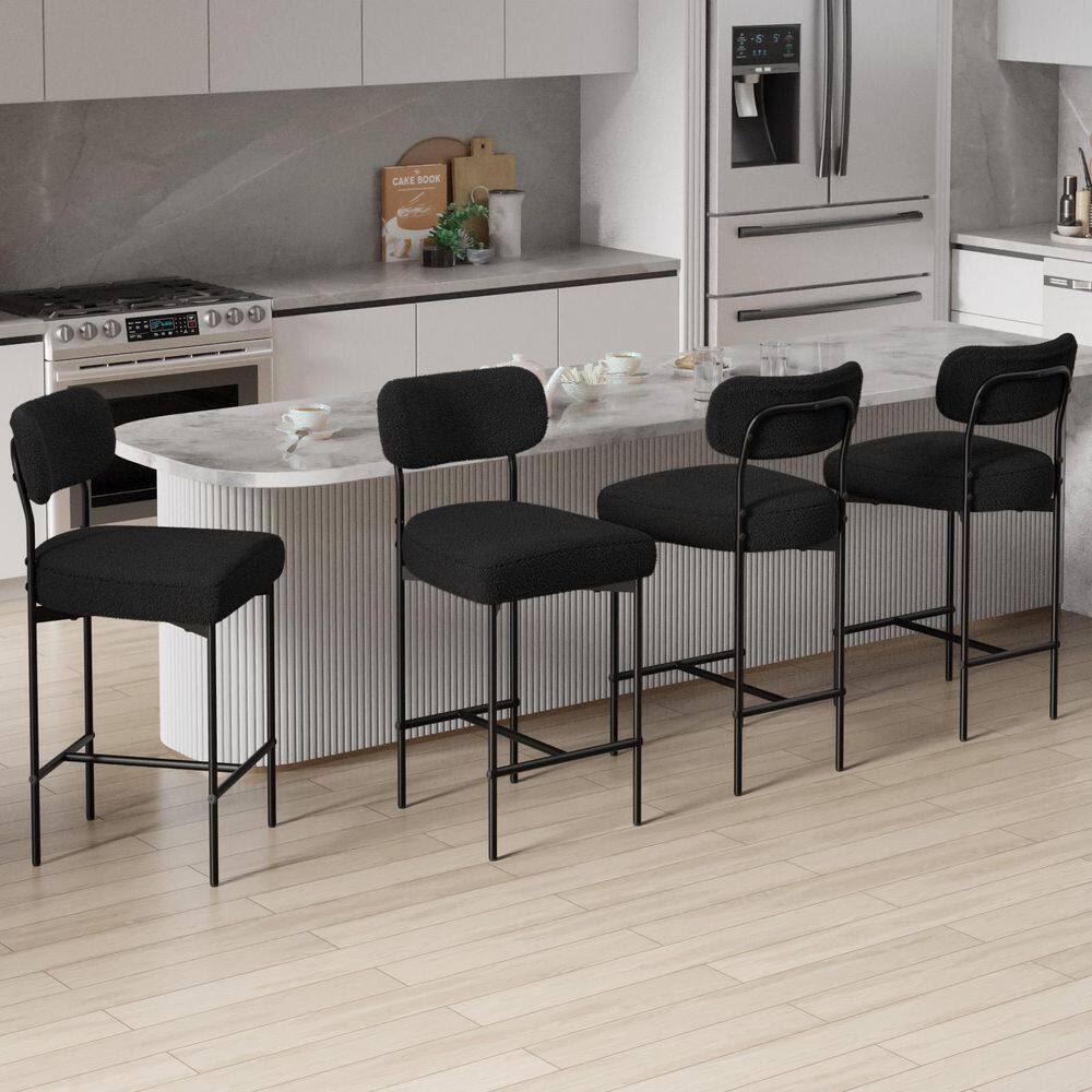 Hommpa 26 in. H Black Kitchen Bar Stools Counter Height Bar Stools with ...