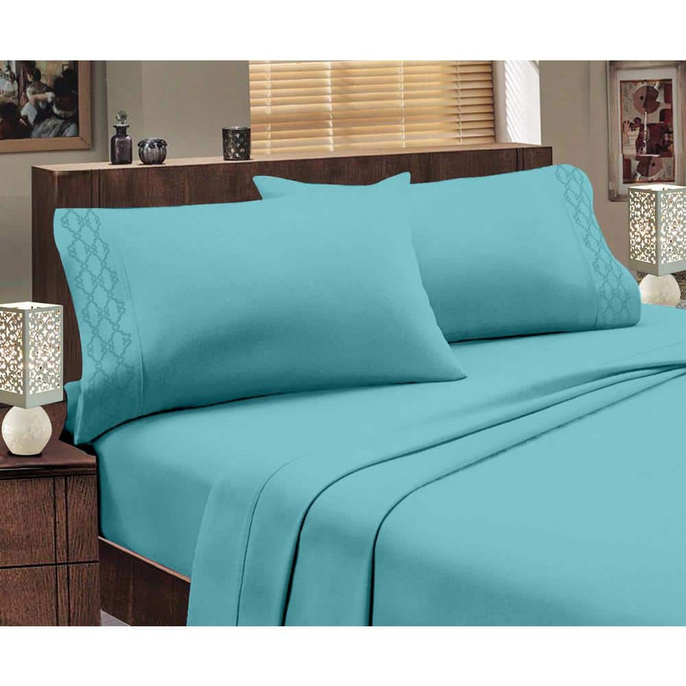 Home Sweet Home Extra Soft Deep Pocket Embroidered Luxury Bed Sheet Set - C