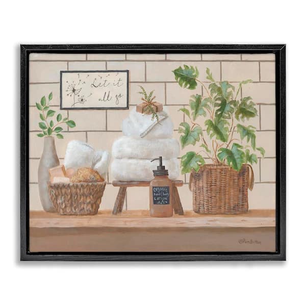 Comforting Bathroom Spa Still Life by Pam Britton 1-Piece Black Floater Frame Nature Graphic Art Print 21 in. x 17 in.