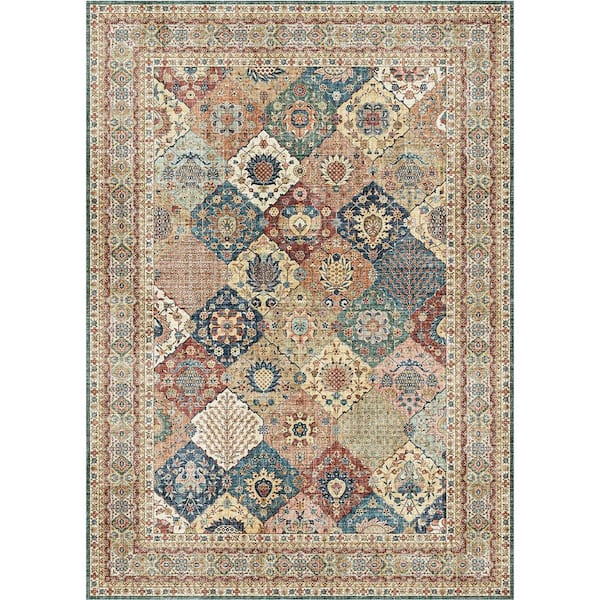 G.A. Gertmenian and Sons Crystal Print Cinzia Bronze 5 ft. x 7 ft. Border Indoor Area Rug
