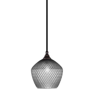 Sparta 100-Watt 1-Light Black Copper Mini Pendant Light with Smoke Textured Glass and Light Bulb Not Included