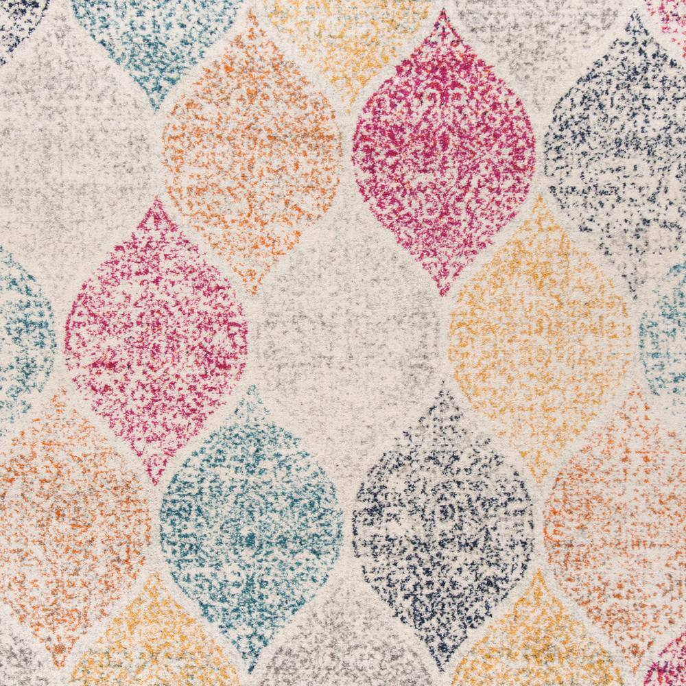 Multicolor Geometric Pattern Synthetic Round Rug