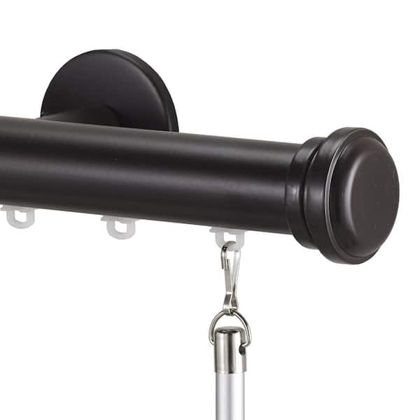 Art Decor Tekno Pro 60 in. Non-Adjustable 1.13 in. Diameter Decorative Traverse Curtain Rod Set with Cap Finial in Maroon
