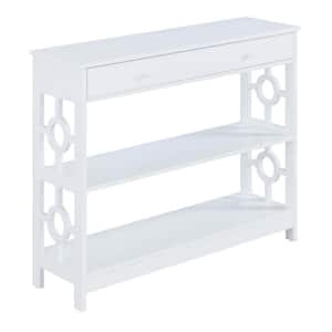 Ring 40 in. White Standard Height Rectangle Wood Top Console Table with Drawer and Shelf