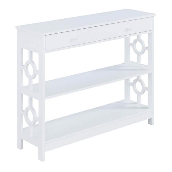 Convenience Concepts Ring 40 in. White Standard Height Rectangle Wood Top Console Table with Drawer and Shelf