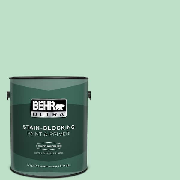 BEHR ULTRA 1 gal. #470C-3 Spirited Green Extra Durable Semi-Gloss Enamel Interior Paint & Primer