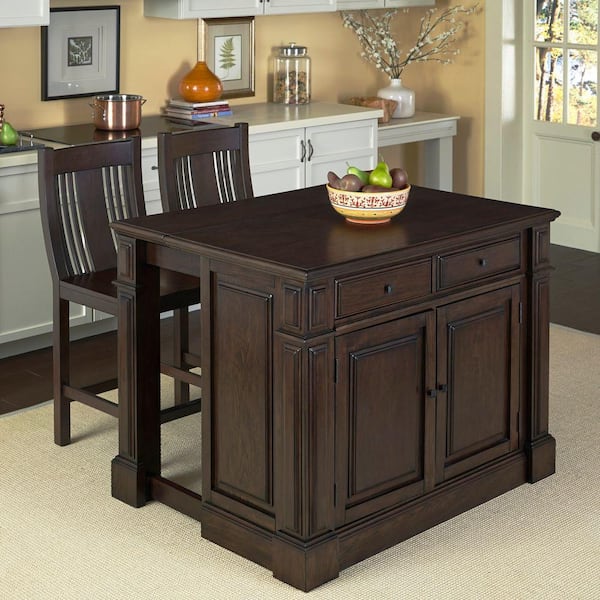 Home Styles Prairie Home Black Oak Kitchen Island With Seating
