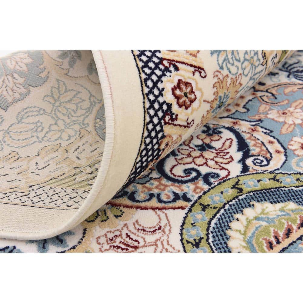 Ivory and Multicolor 8' x 10' Synthetic Rectangular Area Rug