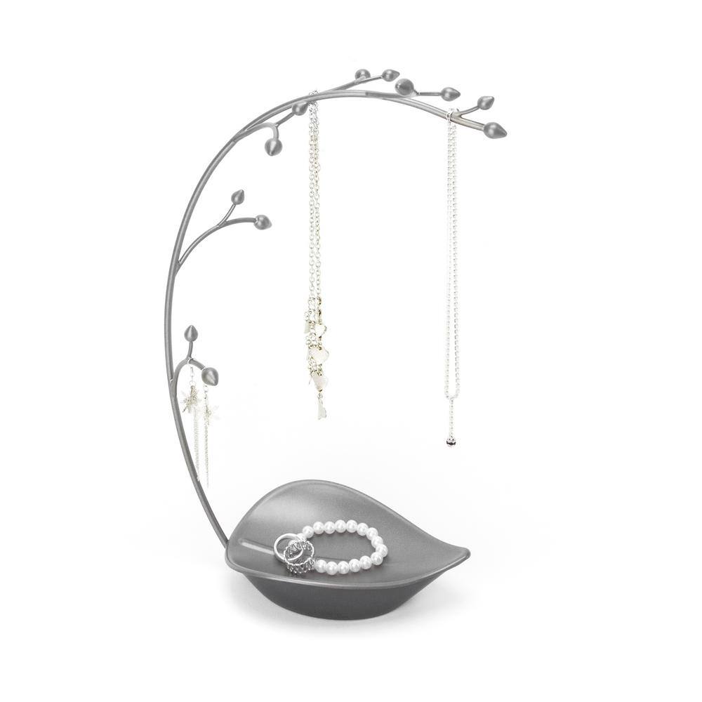 Gun Metal Orchid Jewelry Stand with Leaf Dish