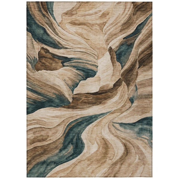 Chantille Machine Washable Indoor/Outdoor Abstract ACN3087 Coffee 10 ft. x 14 ft. Area Rug