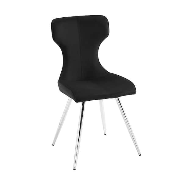 Lazzara Alton Black Velvet Fabric Upholstered Dining Chair, Set of 2 with Metal Legs