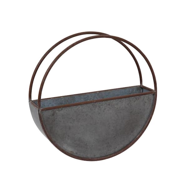 GERSON INTERNATIONAL 17.7 in. Galvanized Metal Hanging Wall Planter