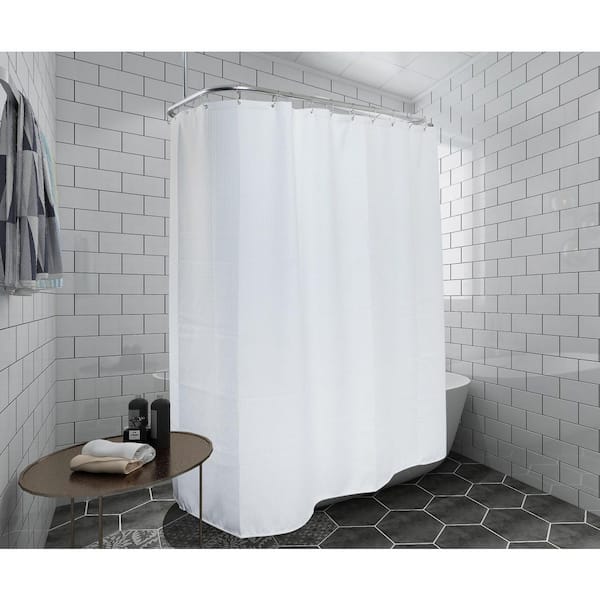 Utopia Alley 180 in. x 70 in. White Waffle Weave Clawfoot Tub Shower Curtain Wrap Around with 36-Hooks Set