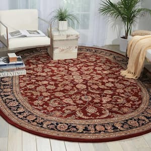 2000 Burgundy 8 ft. x 10 ft. Persian Traditional Oval Area Rug