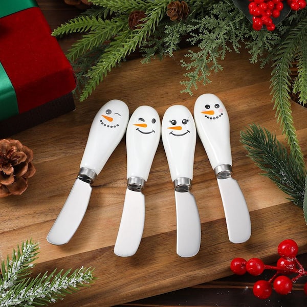 マスターズ　GNOME チーズ・バタースプレッダー Wudkey 4-Piece Christmas Snowmen Face Cheese Spreader Knives