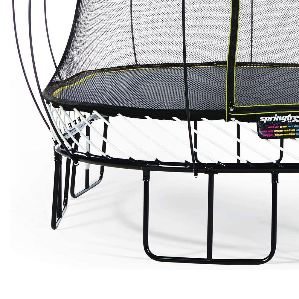 Springfree 8' x 13' Black Oval Springless Trampoline with Enclosure