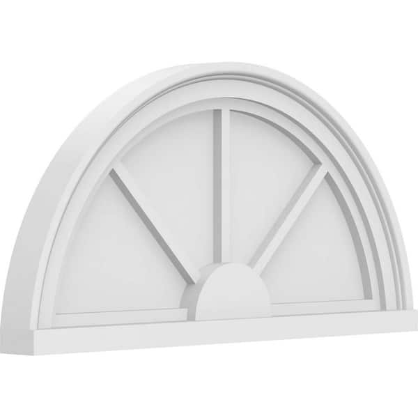 Ekena Millwork 2 in. x 24 in. x 12 in. Half Round 3-Spoke Architectural Grade PVC Pediment Moulding