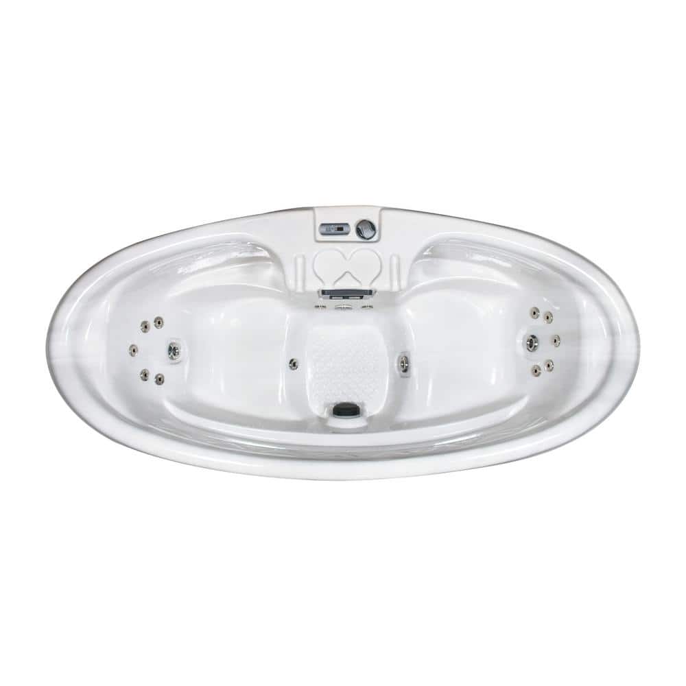 Gray Oval 2-Person Resin Plug and Play Hot Tub