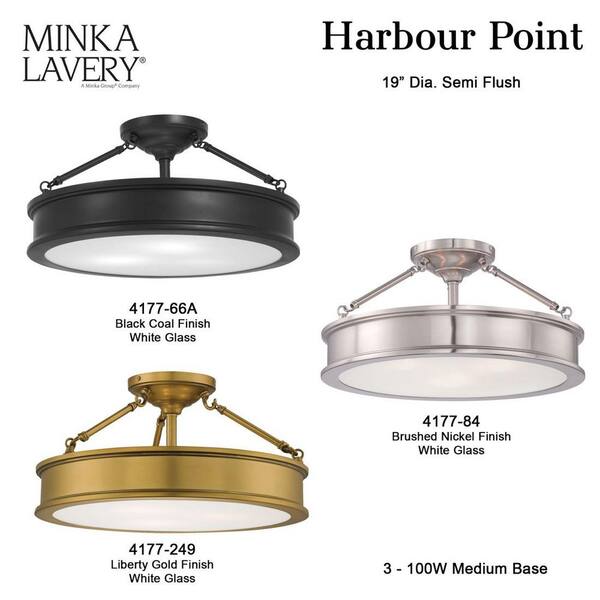 GE 19-in Brushed Nickel Traditional LED Semi-flush Mount Light